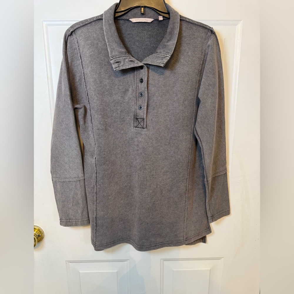 Soft Surroundings Heather Gray Knit Top *GOOD USED CONDITION*